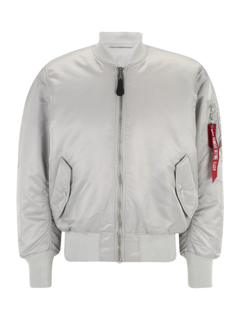 ALPHA INDUSTRIES Geacă de primăvară-toamnă 'MA-1'  gri deschis / purpuriu / alb