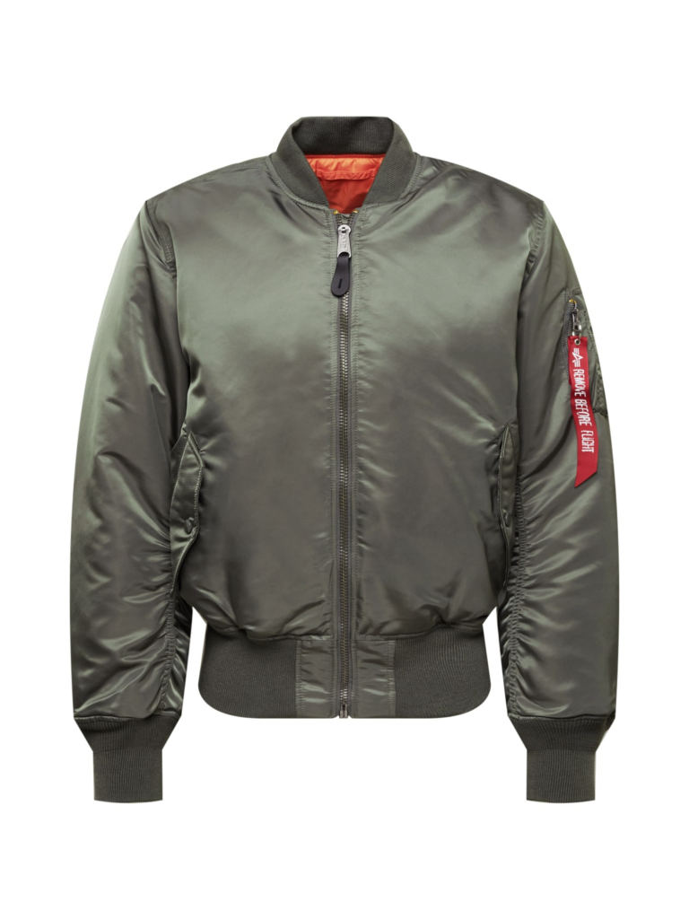 ALPHA INDUSTRIES Geacă de primăvară-toamnă 'MA-1'  verde închis / roșu / alb