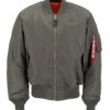 ALPHA INDUSTRIES Geacă de primăvară-toamnă 'MA-1'  verde pin / roșu / alb