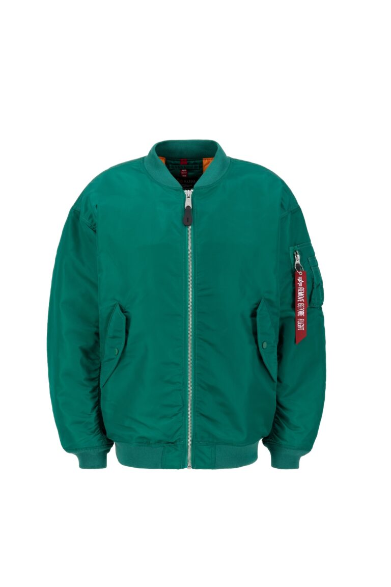 ALPHA INDUSTRIES Geacă de primăvară-toamnă 'Ma-1'  verde / roșu / alb