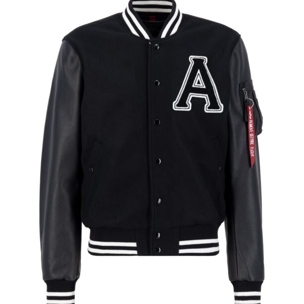 ALPHA INDUSTRIES Geacă de primăvară-toamnă  negru / alb