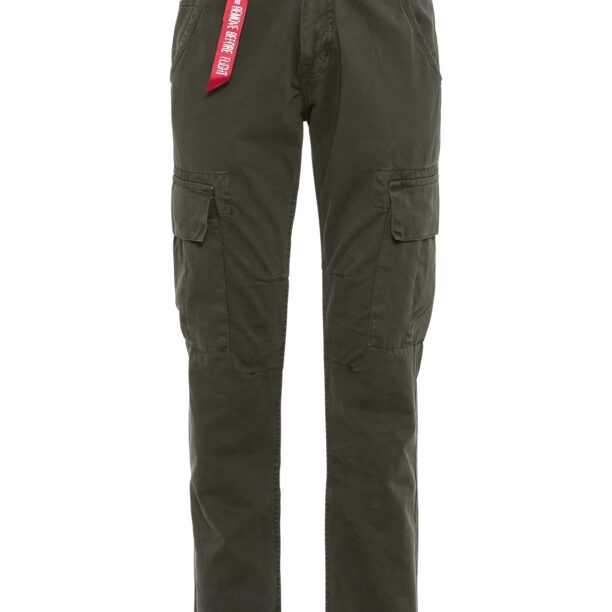 ALPHA INDUSTRIES Pantaloni cu buzunare 'Agent'  kaki / roșu / alb