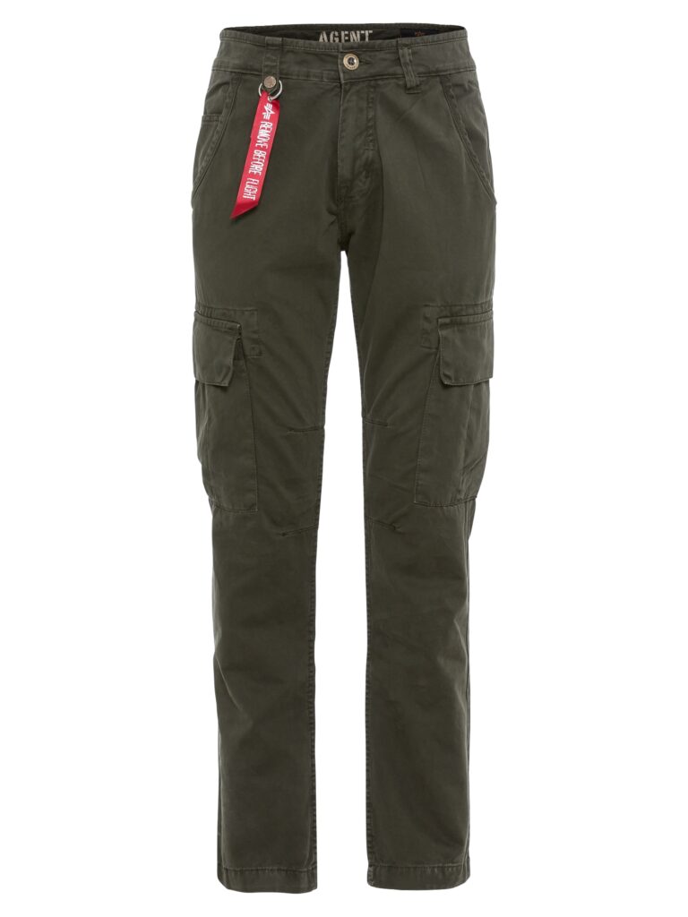 ALPHA INDUSTRIES Pantaloni cu buzunare 'Agent'  kaki / roșu / alb