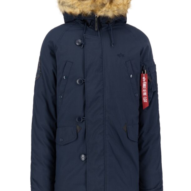 ALPHA INDUSTRIES Parka de iarnă 'Exporer'  albastru noapte / roșu / alb