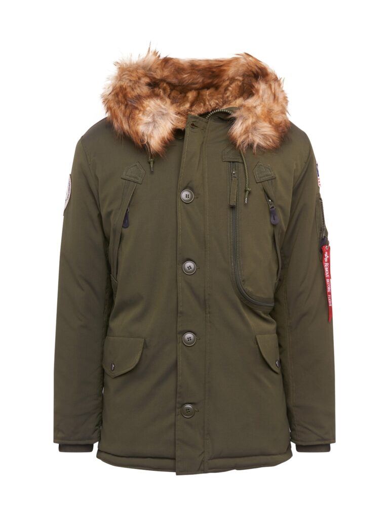 ALPHA INDUSTRIES Parka de iarnă 'Polar'  șamoa / oliv / roșu intens / alb