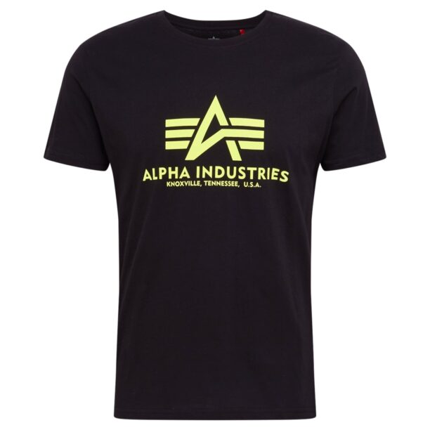 ALPHA INDUSTRIES Tricou 'Basic T Neon Print'  galben neon / negru