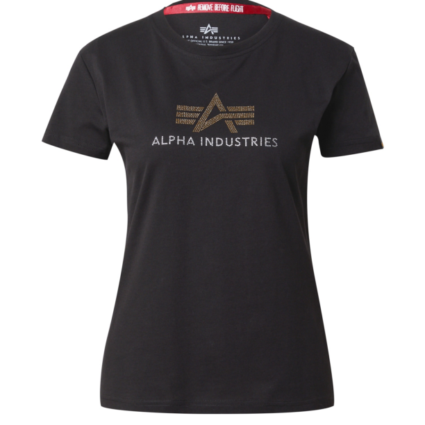 ALPHA INDUSTRIES Tricou 'CrystalT'  auriu / negru / argintiu