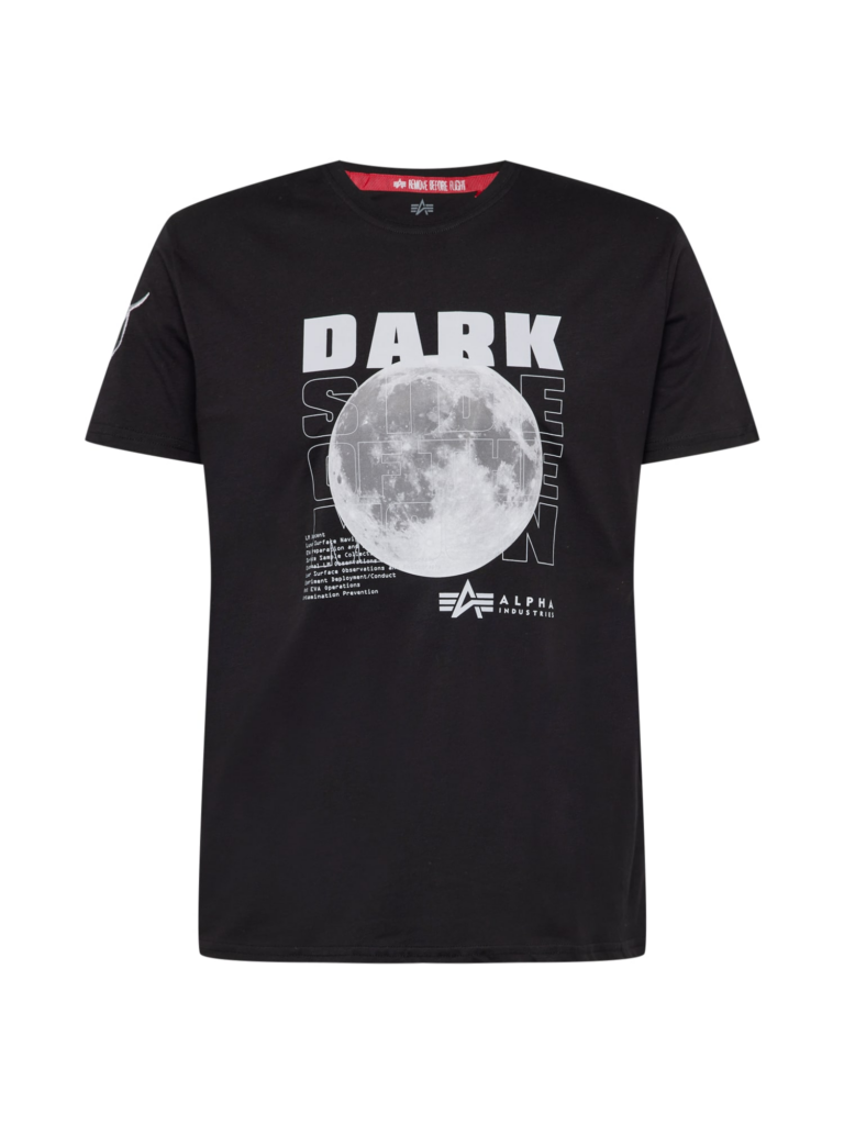 ALPHA INDUSTRIES Tricou 'Dark Side'  gri / negru / alb