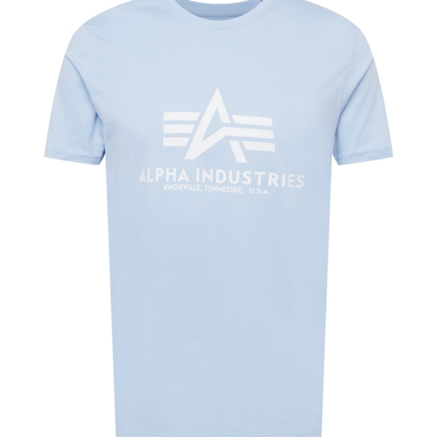 ALPHA INDUSTRIES Tricou  albastru deschis / alb