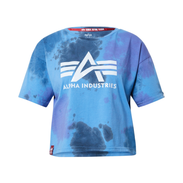 ALPHA INDUSTRIES Tricou  albastru marin / albastru fumuriu / alb