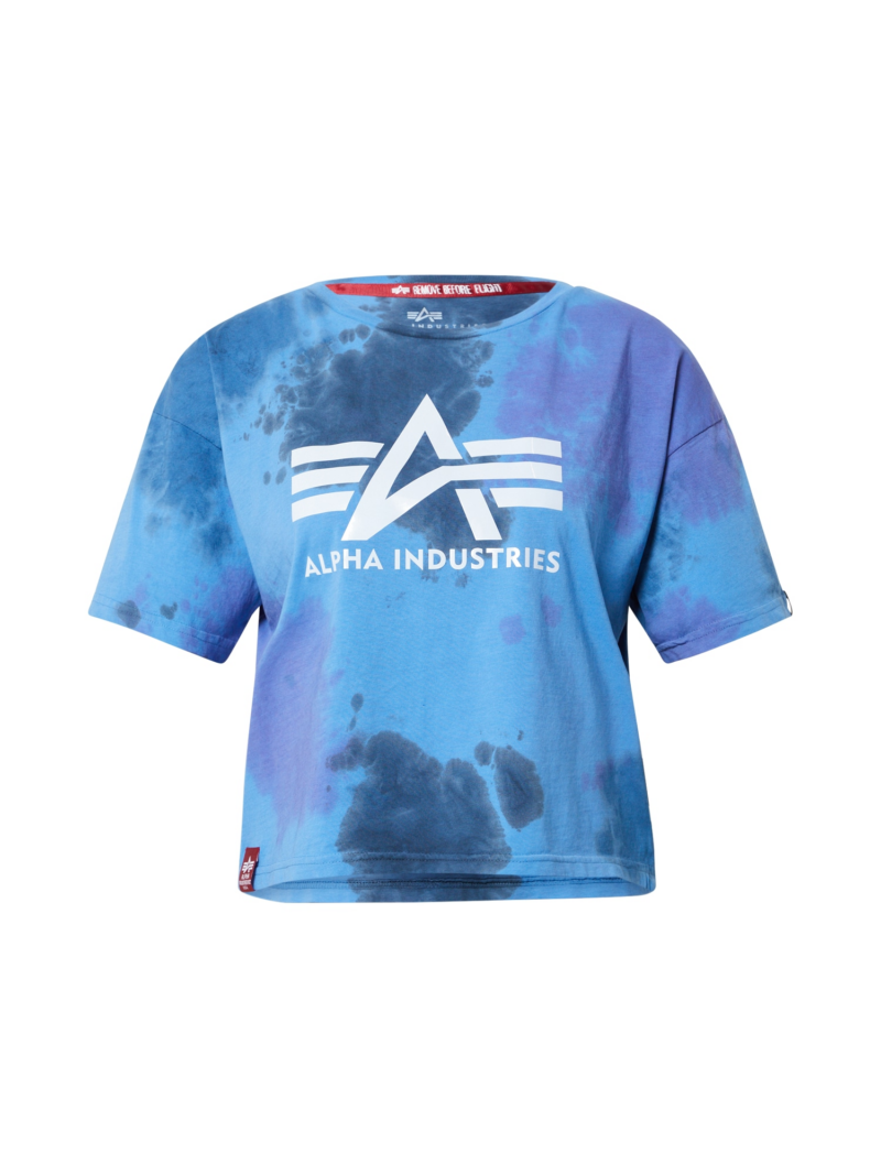 ALPHA INDUSTRIES Tricou  albastru marin / albastru fumuriu / alb