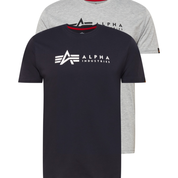 ALPHA INDUSTRIES Tricou  bleumarin / gri amestecat / negru / alb