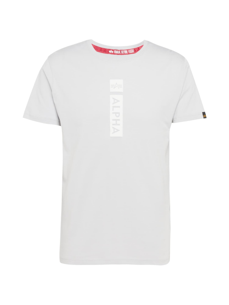 ALPHA INDUSTRIES Tricou  gri deschis / alb