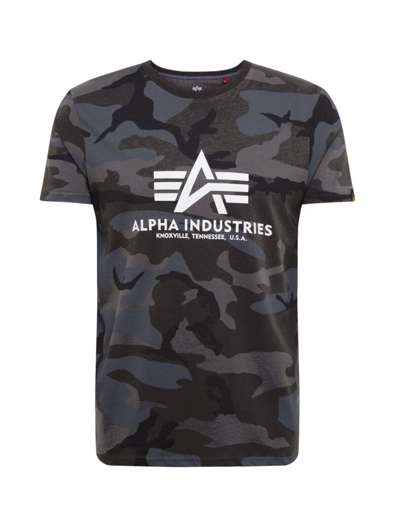 ALPHA INDUSTRIES Tricou  gri / negru / alb