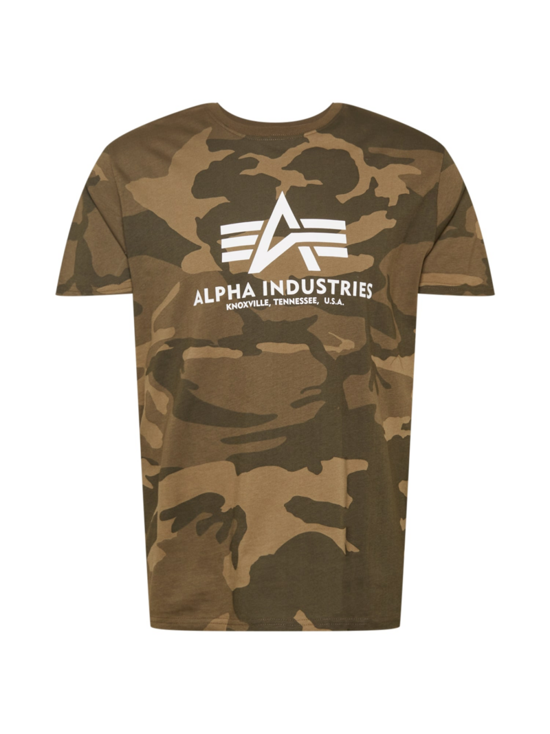 ALPHA INDUSTRIES Tricou  kaki / oliv / verde pin / alb