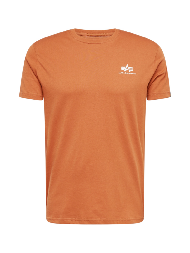 ALPHA INDUSTRIES Tricou  maro caramel / alb