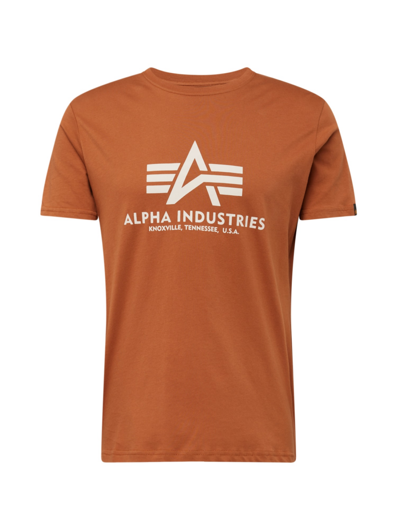 ALPHA INDUSTRIES Tricou  maro caramel / alb