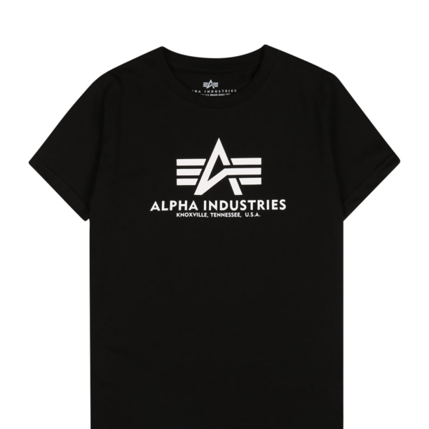 ALPHA INDUSTRIES Tricou  negru / alb