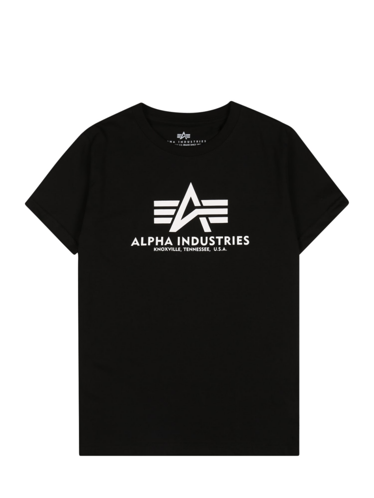 ALPHA INDUSTRIES Tricou  negru / alb