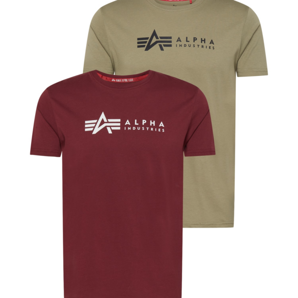 ALPHA INDUSTRIES Tricou  oliv / roșu burgundy / negru / alb