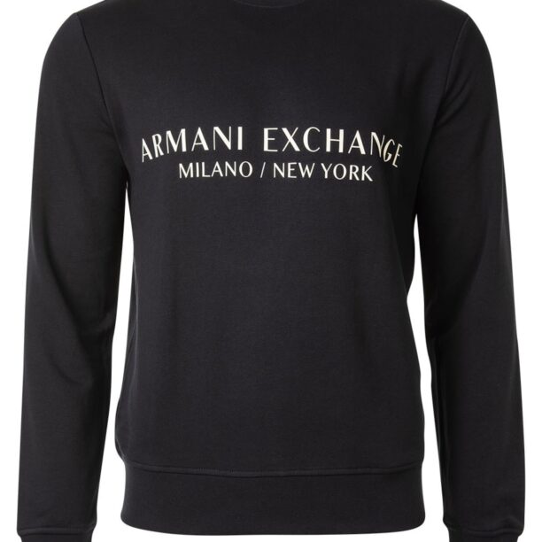 ARMANI EXCHANGE Bluză de molton  albastru închis / alb