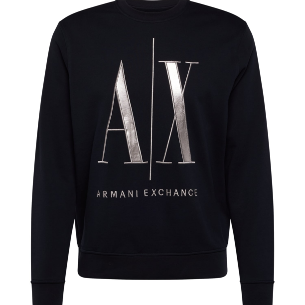 ARMANI EXCHANGE Bluză de molton  bleumarin / argintiu