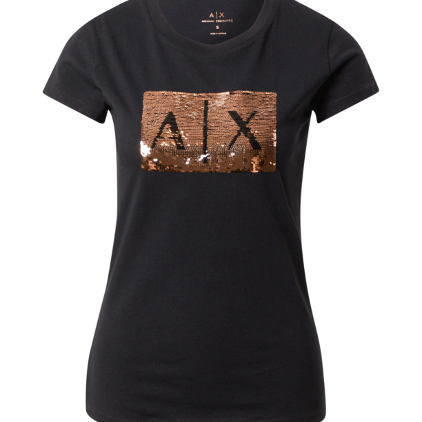 ARMANI EXCHANGE Tricou  arămiu / negru