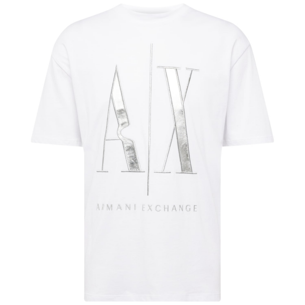 ARMANI EXCHANGE Tricou  argintiu / alb