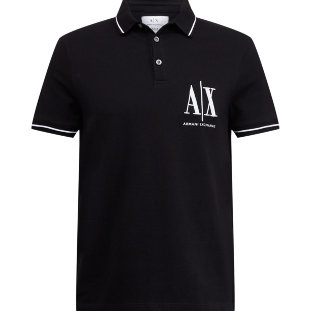 ARMANI EXCHANGE Tricou  negru / alb