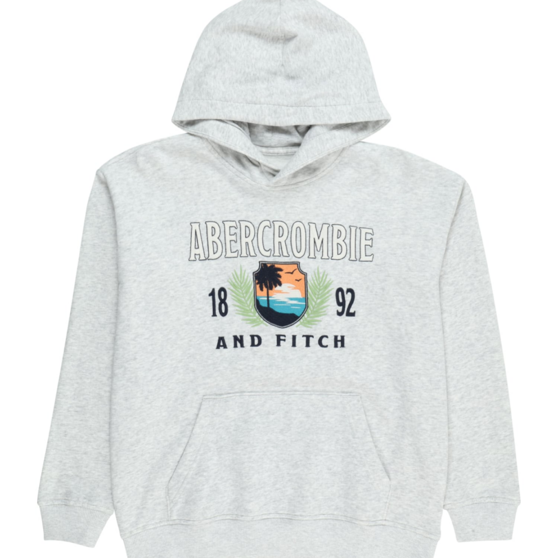 Abercrombie & Fitch Bluză de molton 'TECH'  gri amestecat / portocaliu / negru / alb murdar