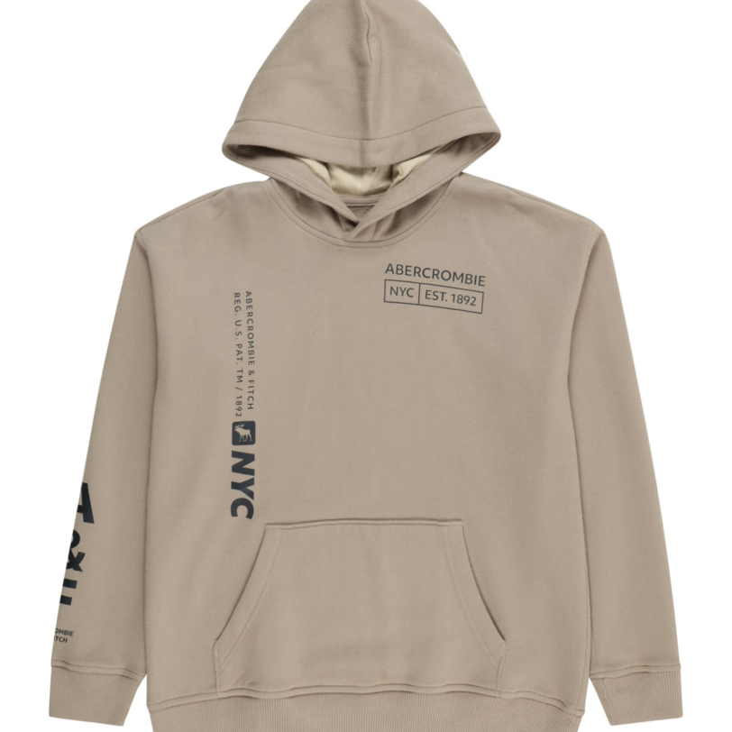 Abercrombie & Fitch Bluză de molton  kaki / negru