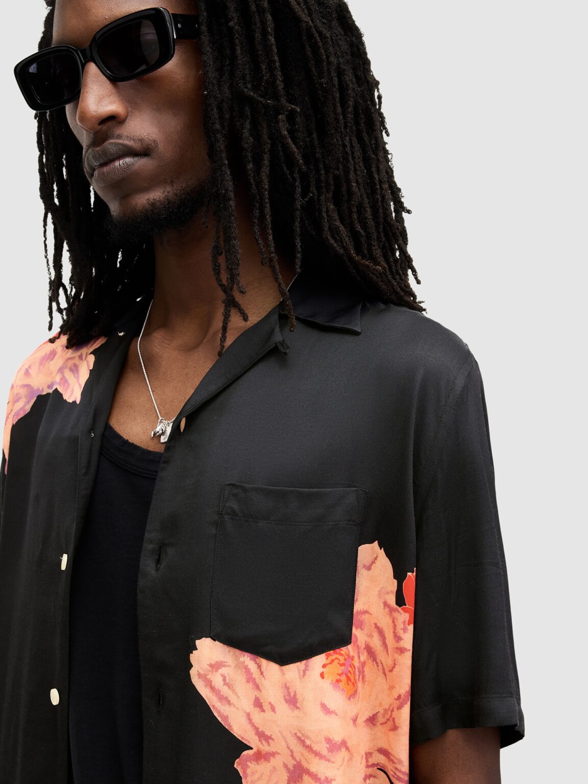 Preţ AllSaints Cămașă 'ROZE'  lila / portocaliu deschis / roșu / negru