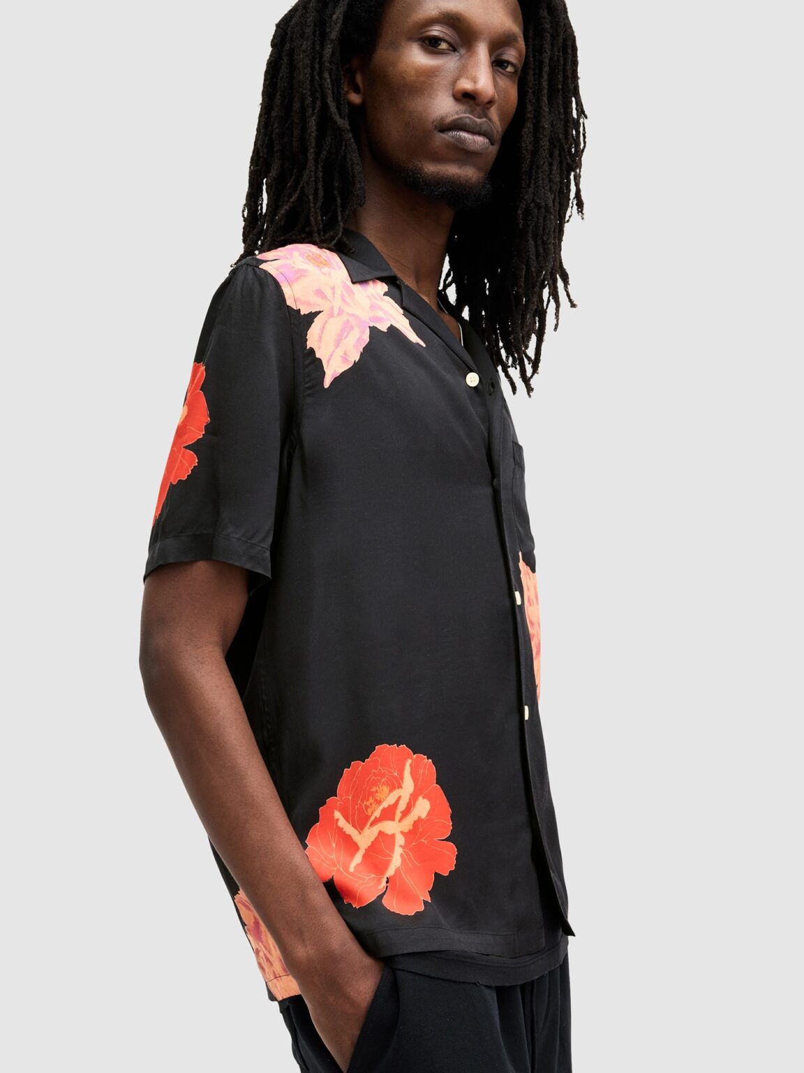 Original AllSaints Cămașă 'ROZE'  lila / portocaliu deschis / roșu / negru