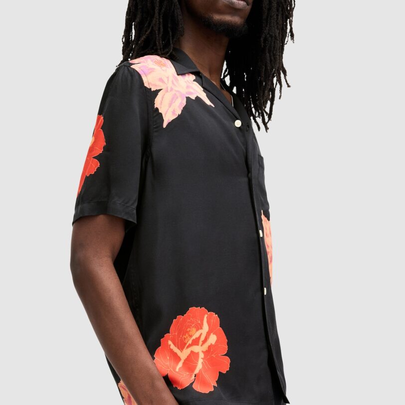 Original AllSaints Cămașă 'ROZE'  lila / portocaliu deschis / roșu / negru