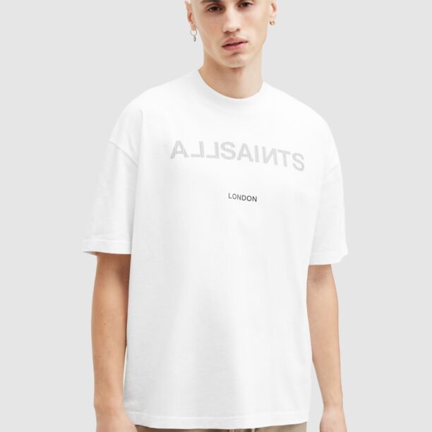 AllSaints Tricou  gri / negru / alb