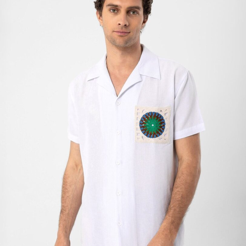 Antioch Cămașă  albastru / maro / verde / alb / alb lână