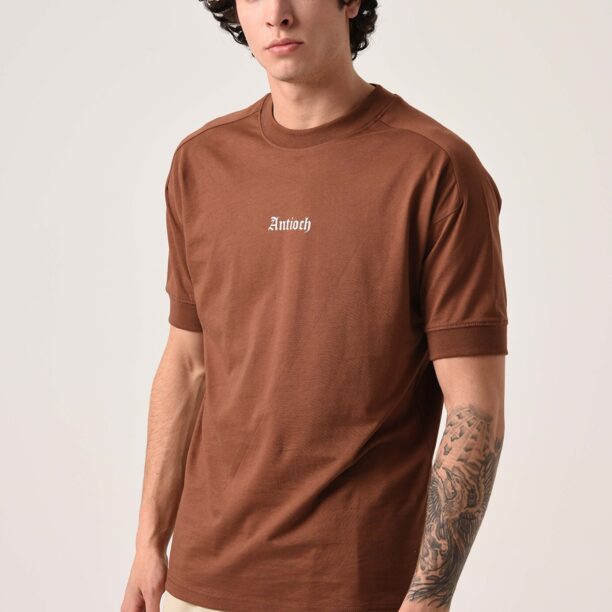 Antioch Tricou 'Basic'  maro / alb