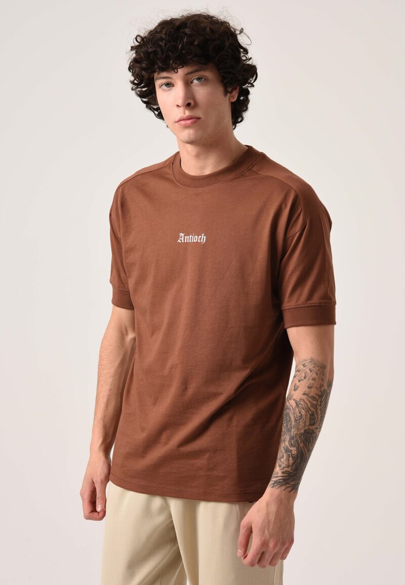 Antioch Tricou 'Basic'  maro / alb