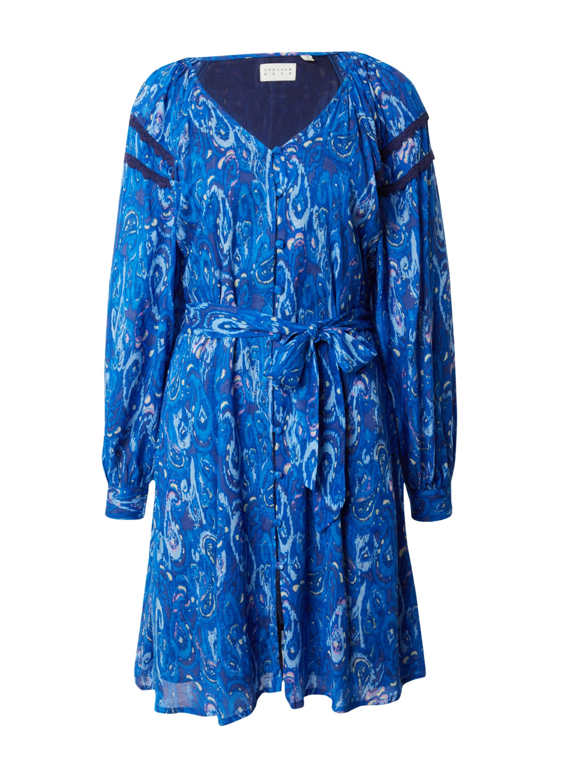 Atelier Rêve Rochie tip bluză 'IRODILE'  bleumarin / albastru deschis / galben deschis / roz deschis