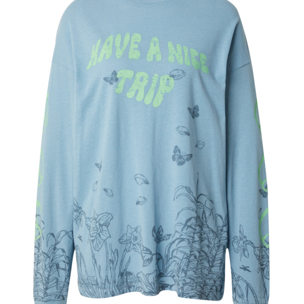 BDG Urban Outfitters Tricou 'NICE TRIP'  albastru marin / albastru porumbel / verde mentă