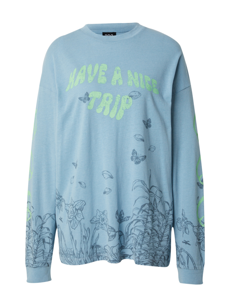 BDG Urban Outfitters Tricou 'NICE TRIP'  albastru marin / albastru porumbel / verde mentă