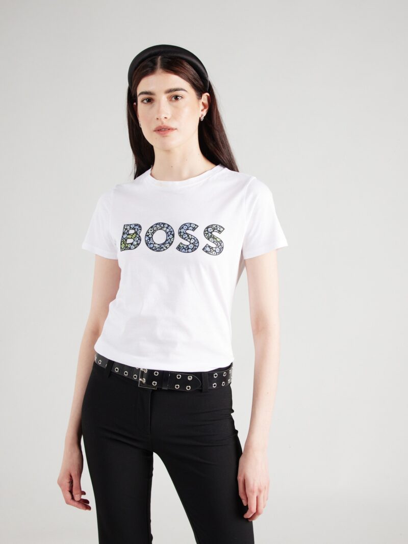 BOSS Tricou  bleumarin / alb