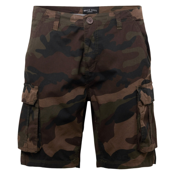 BRAVE SOUL Pantaloni cu buzunare 'RIVER CAMO'  maro / verde