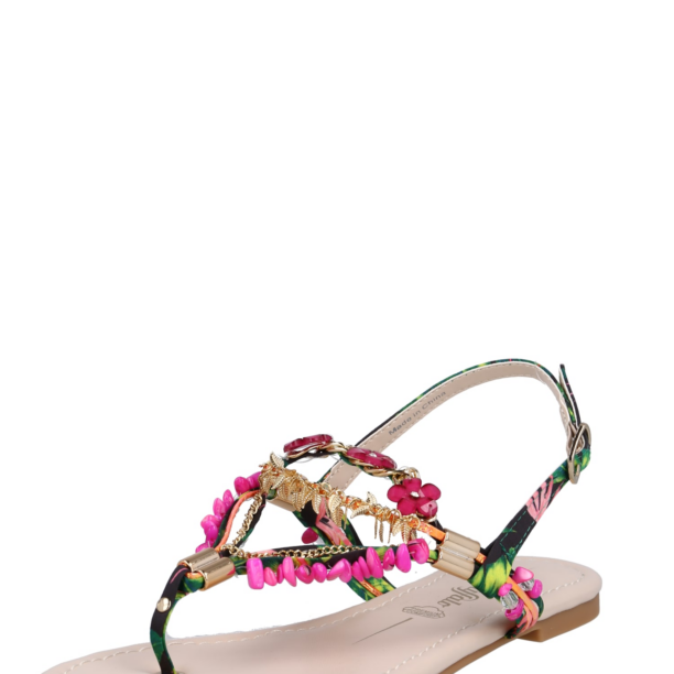 BUFFALO Flip-flops 'Capri Vacay'  verde / fucsia / roz deschis / negru