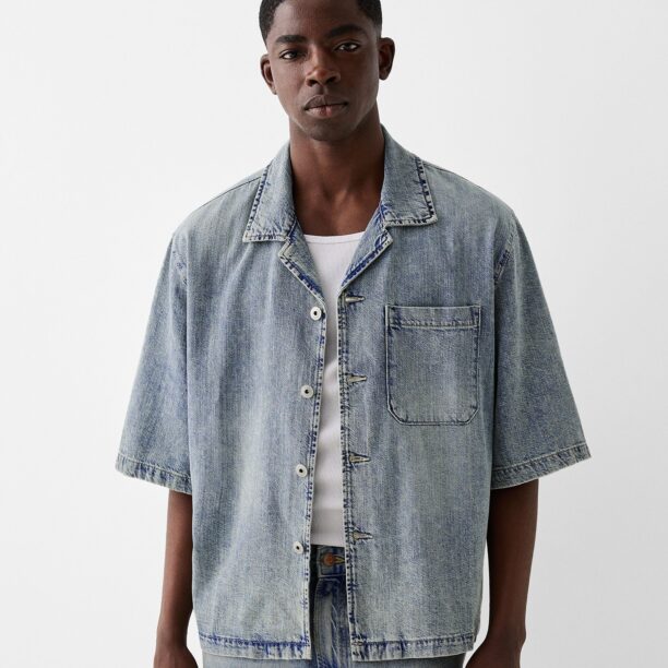 Bershka Cămașă  albastru denim