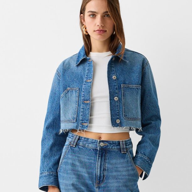 Bershka Geacă de primăvară-toamnă  albastru denim