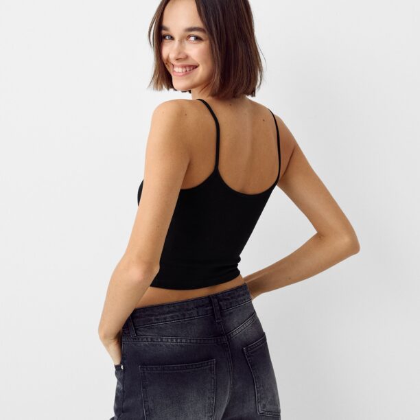 Original Bershka Geacă tricotată  negru