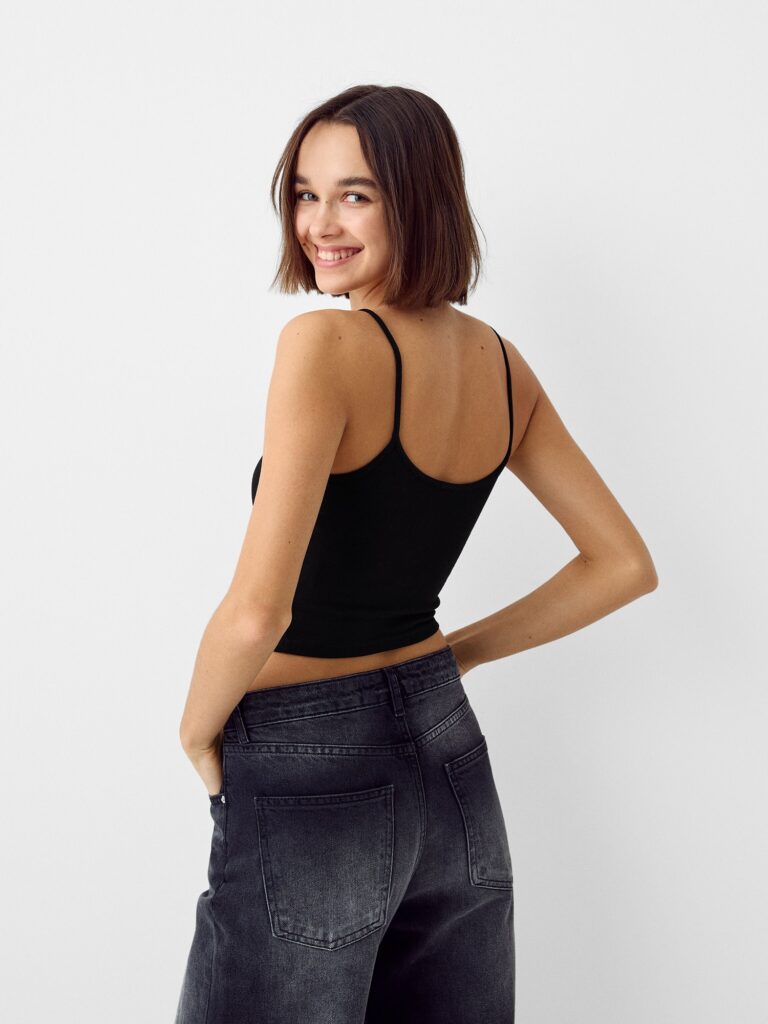 Original Bershka Geacă tricotată  negru