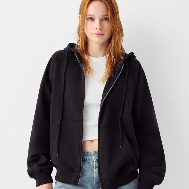 Bershka Hanorac  negru