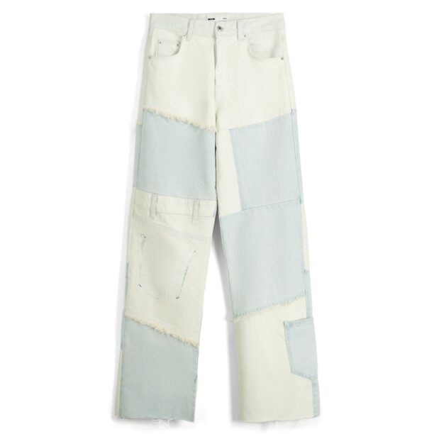 Bershka Jeans  albastru deschis / alb denim